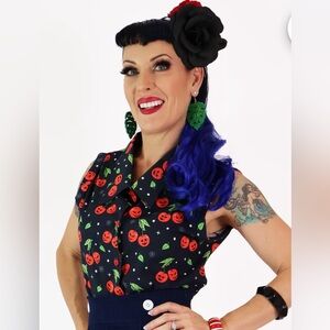 Bonsai Kitten Monster Cherry Retro Top